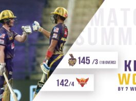 KKR won by 7 wickets against Sunrisers