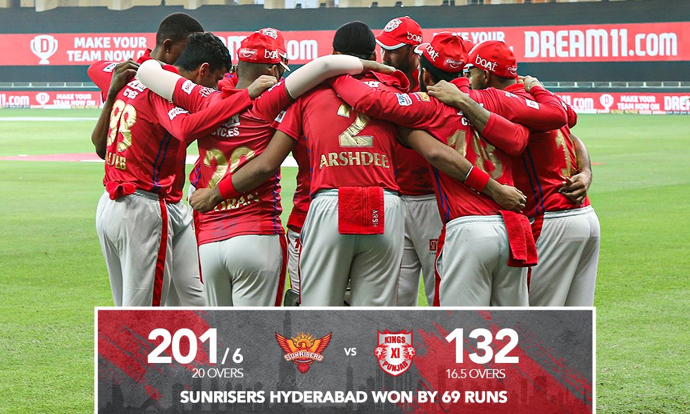 Sunrisers Hyderabad beat Punjab by 69 runs