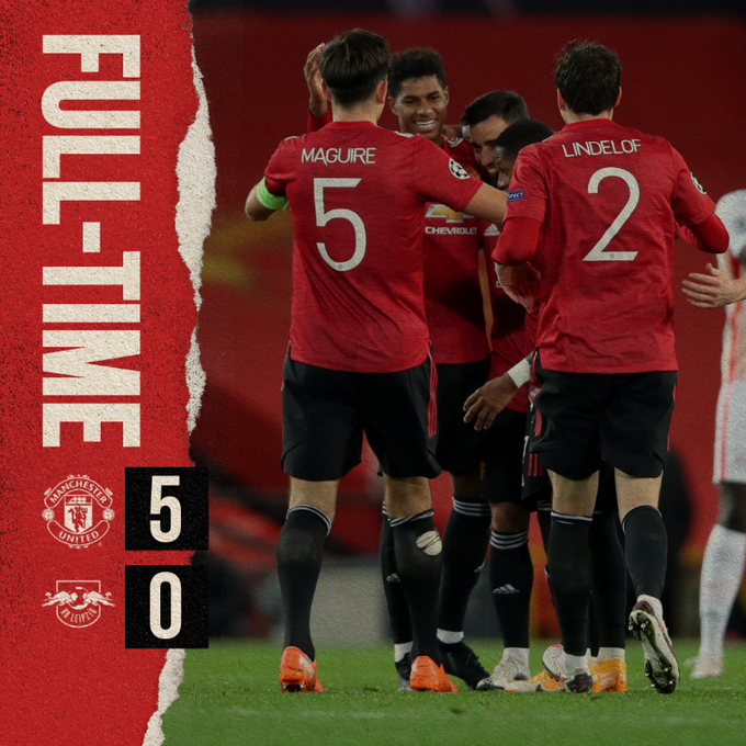 Manchester United rout RB Leipzig 5-0