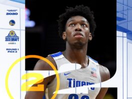 James wiseman drafted by Warriors with No.2 overall pick in 2020 NBA Draft