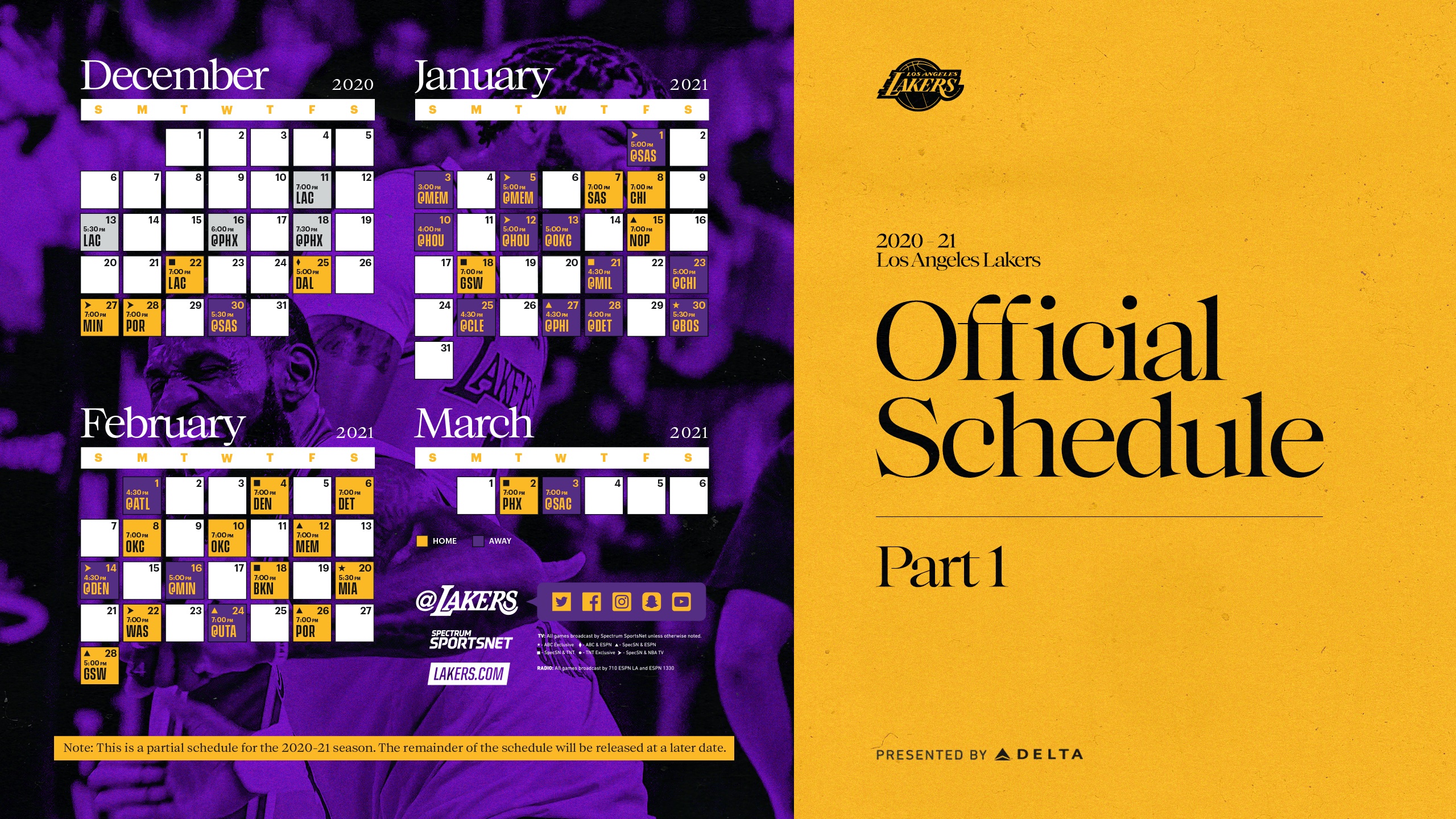 Los Angeles Lakers 2020-21 regular season schedule