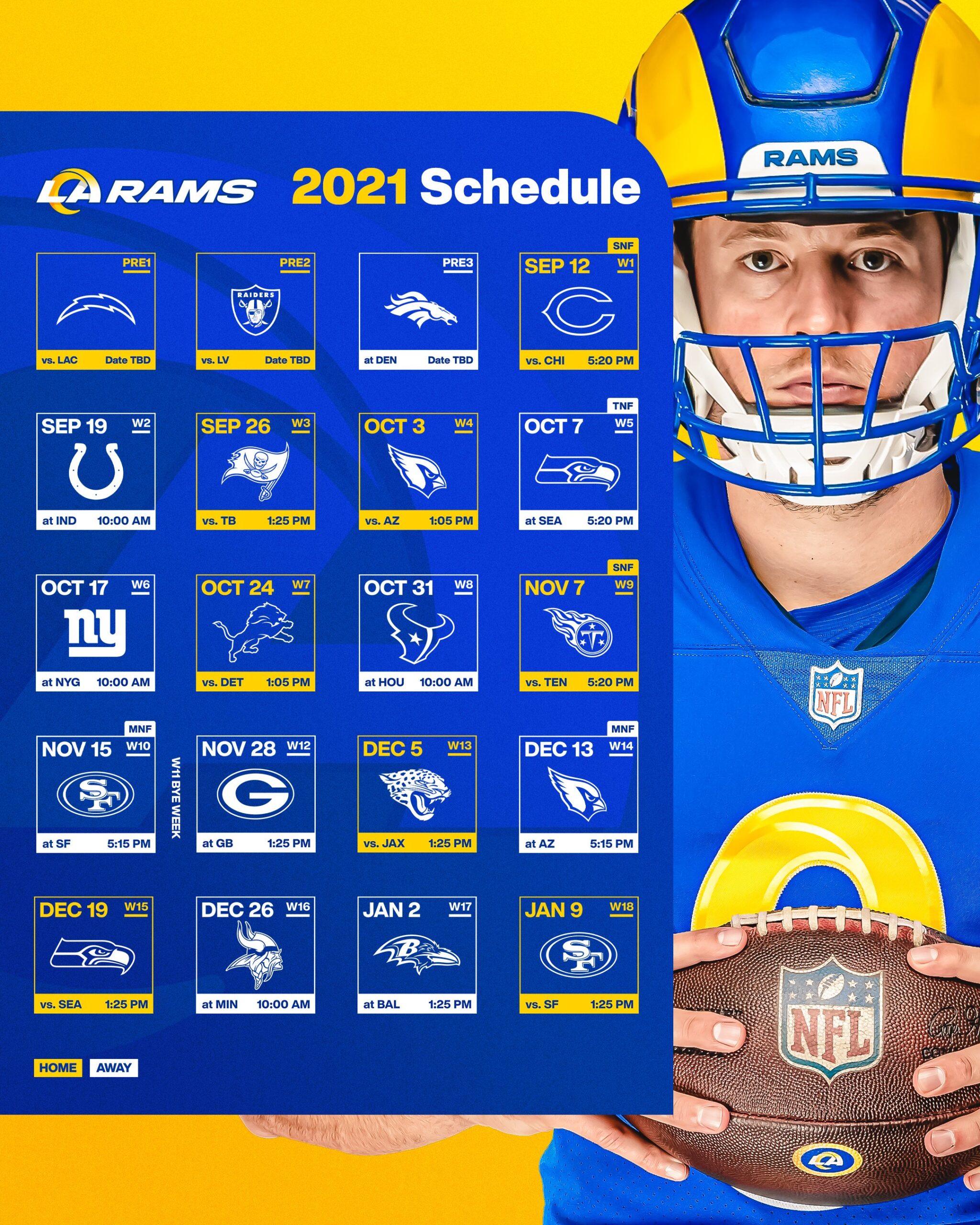 Los Angeles Rams 2021 regular season Schedule