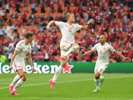Kasper Dolberg scores twice in 4-0 win against Wales