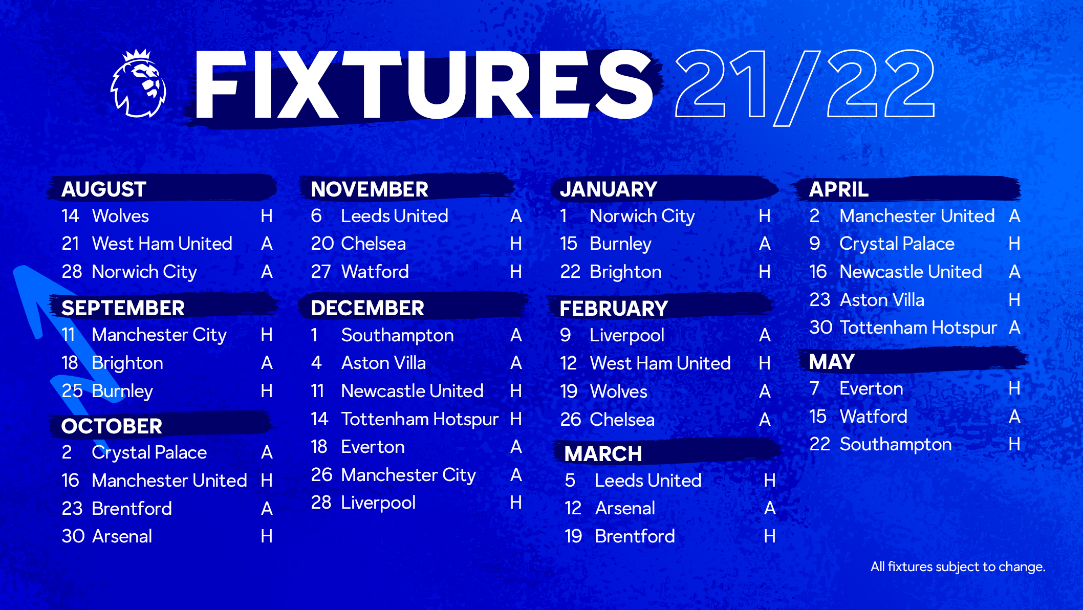Leicester City complete 2021-22 Premier League Fixtures ...