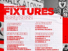 Liverpool Premier League Fixtures 2021-22