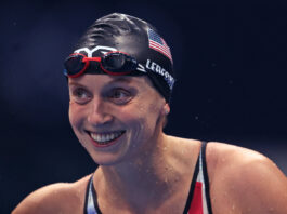 Katie Ledecky anchored the women's 4x200m free relay to the silver medal