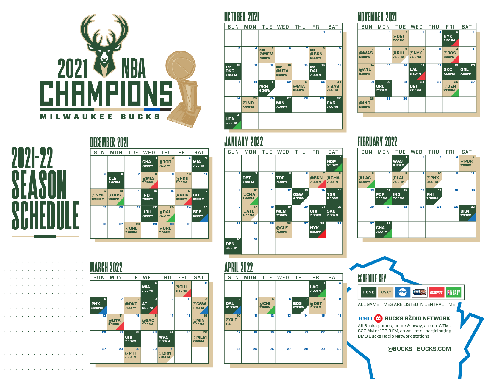 Milwaukee Bucks 2021-22 schedule