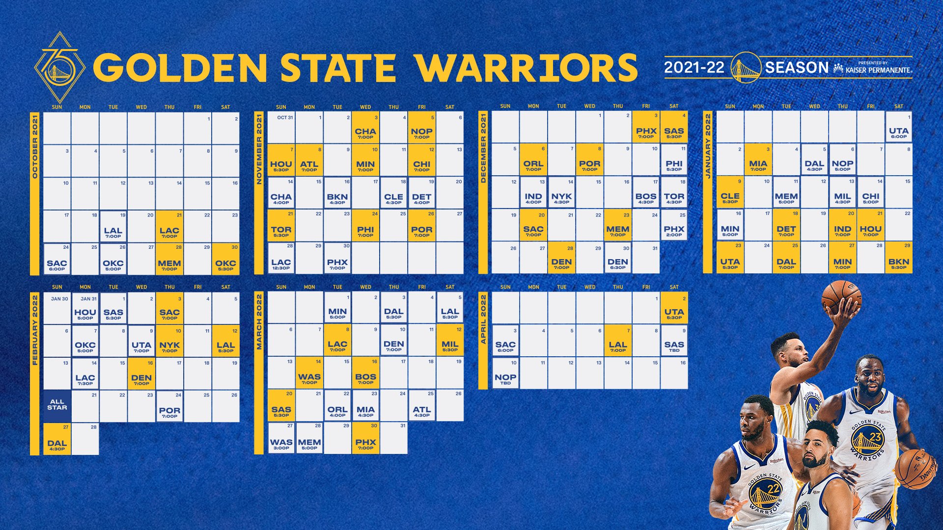 warriors schedule 2022