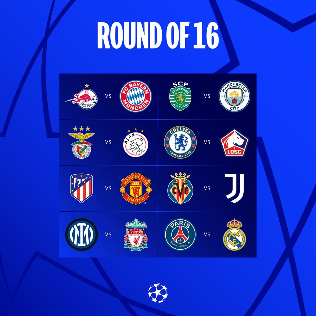 21 22 Uefa Champions League Round Of 16 Draw Revealed